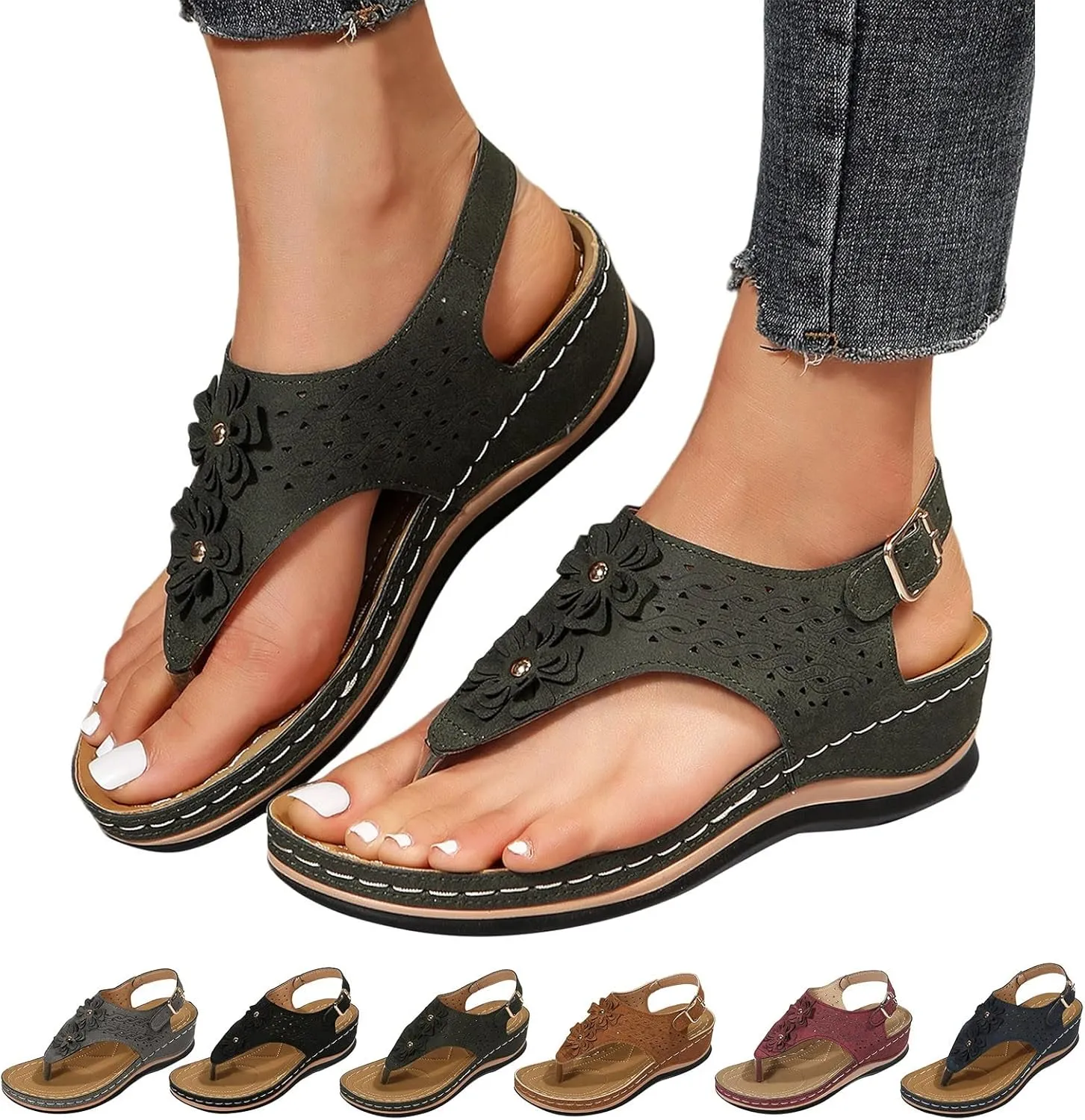 Womens with Arch Support Walking Sandals Orthopedic Recovery Slides Comfortable Adjustable Straps Thick Cushion Summer Beach Casual Outdoor Footwear