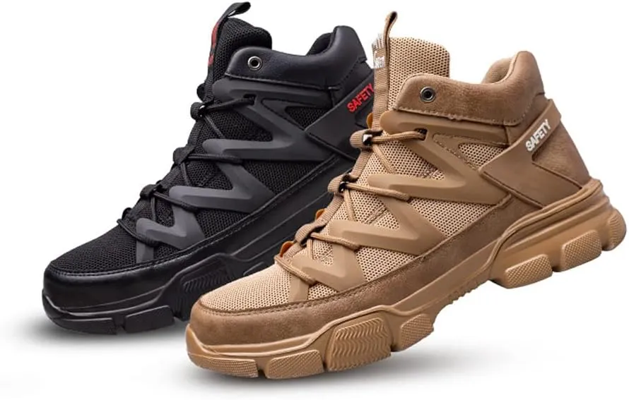 Work Safety Boots Steel Toe Boots Breathable Lightweight Reliable and Durable Steel Toe Industrial Construction Shoes