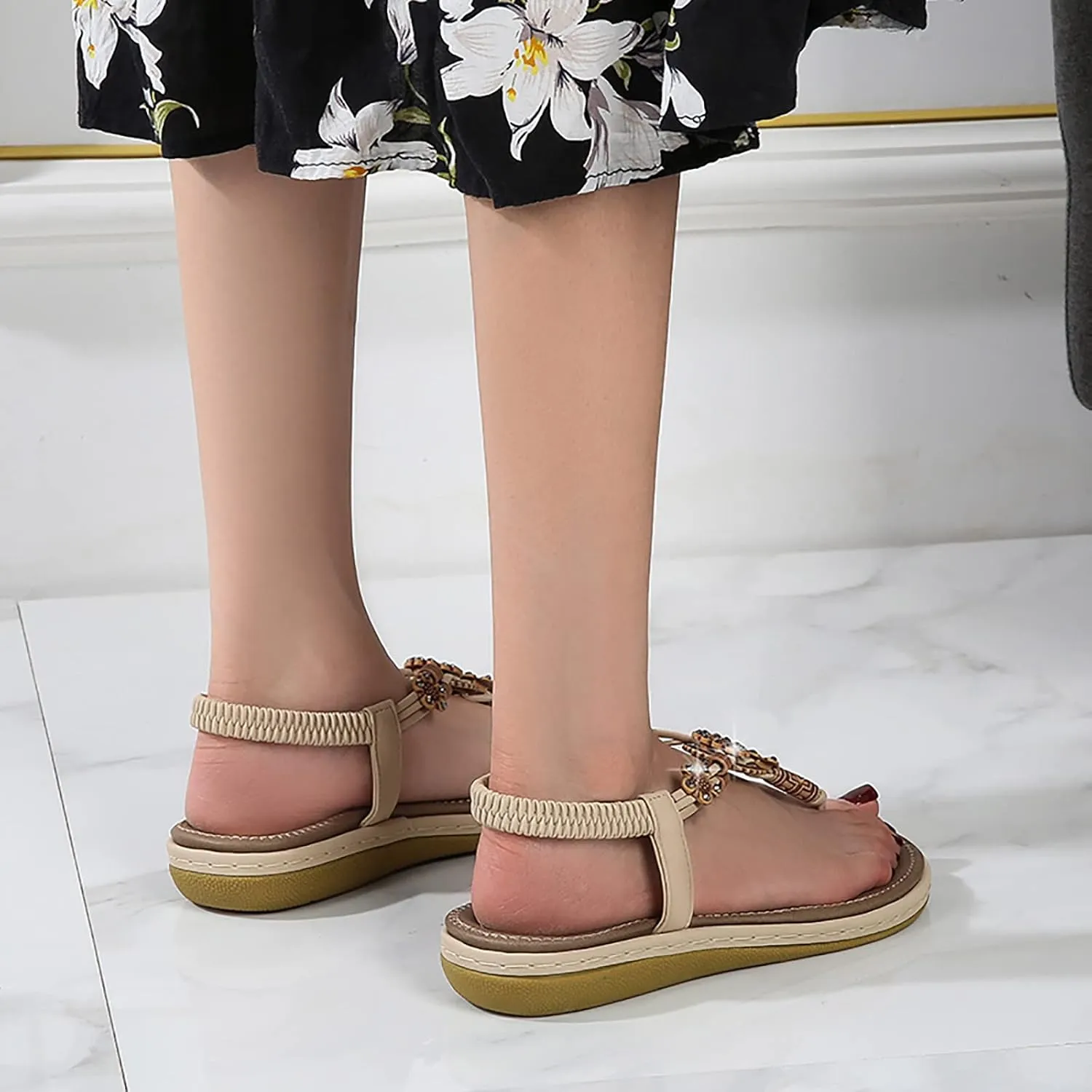 Yoga Mat Comfortable Flat Sandal for Women Fashion Versatile Leather Cool Shoes Soft Soled Sandals for Women