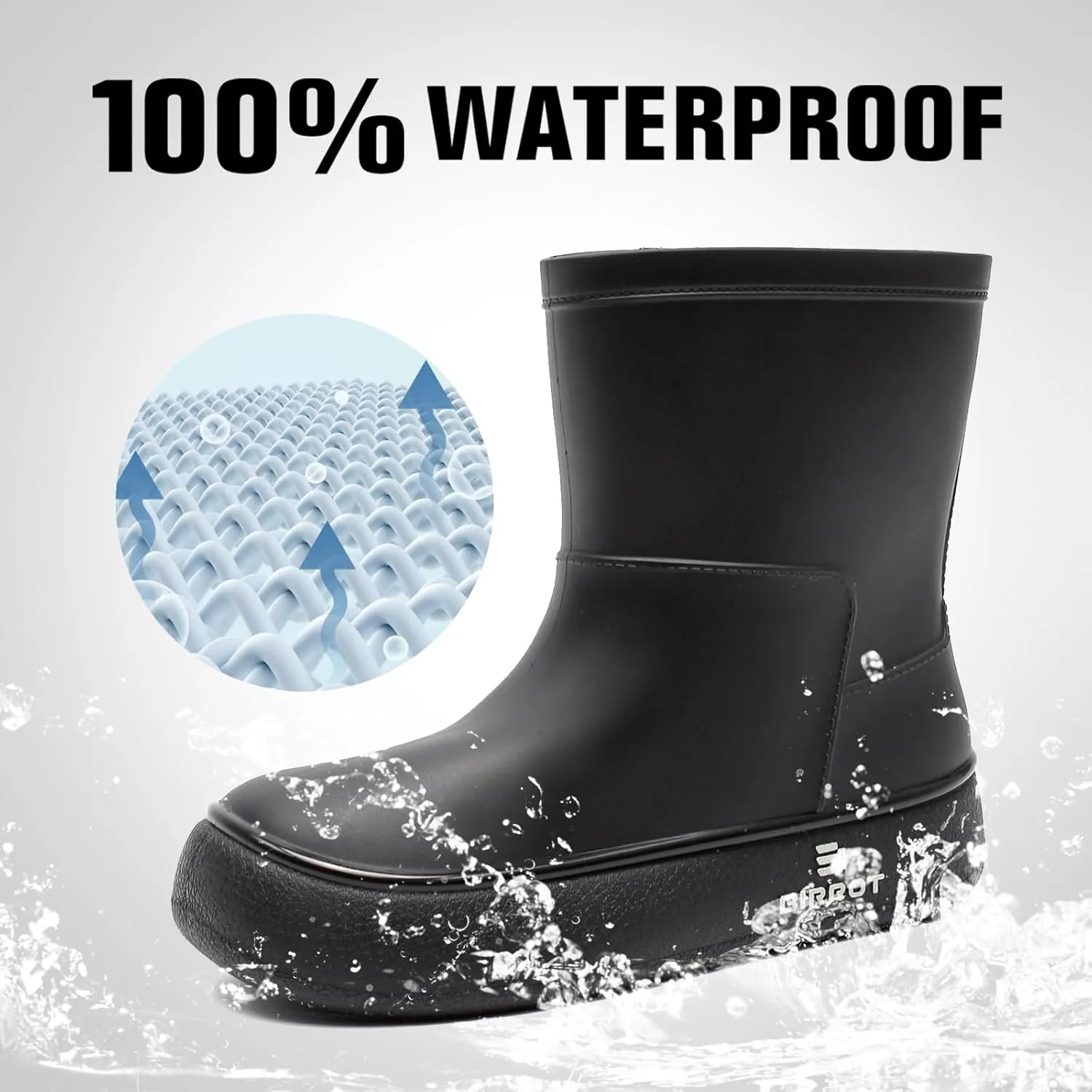 YUHITYGZGS Rain Boots for Women, Lightweight Waterproof Rubber Boots, Anti-Slip Chelsea Womens Rain Boots, Stylish Mid Heel Ankle Garden Booties with Comfy Insoles for Outdoor