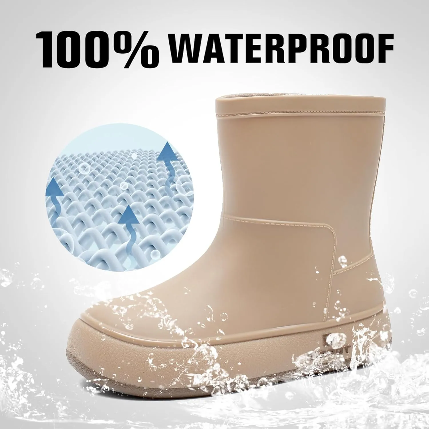 YUHITYGZGS Rain Boots for Women, Lightweight Waterproof Rubber Boots, Anti-Slip Chelsea Womens Rain Boots, Stylish Mid Heel Ankle Garden Booties with Comfy Insoles for Outdoor