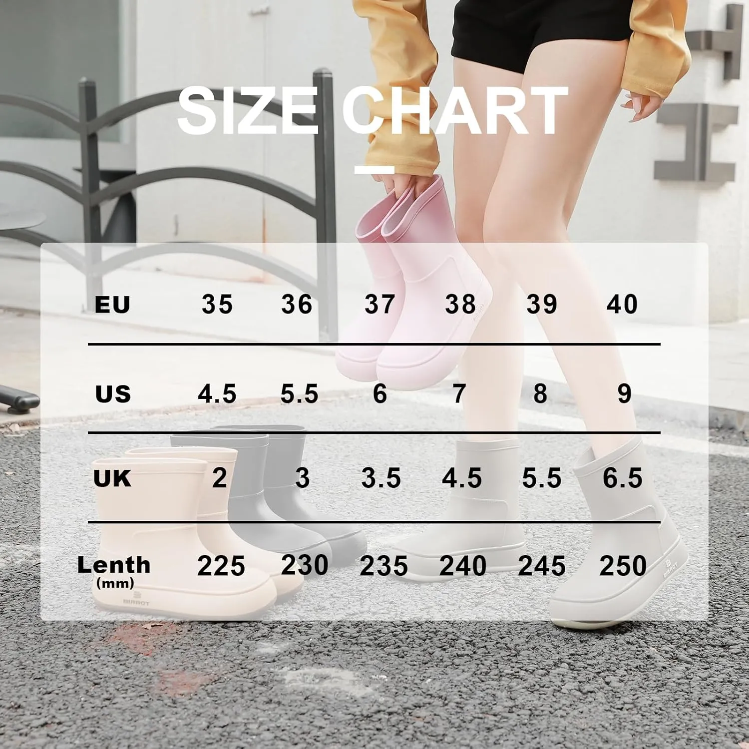 YUHITYGZGS Rain Boots for Women, Lightweight Waterproof Rubber Boots, Anti-Slip Chelsea Womens Rain Boots, Stylish Mid Heel Ankle Garden Booties with Comfy Insoles for Outdoor